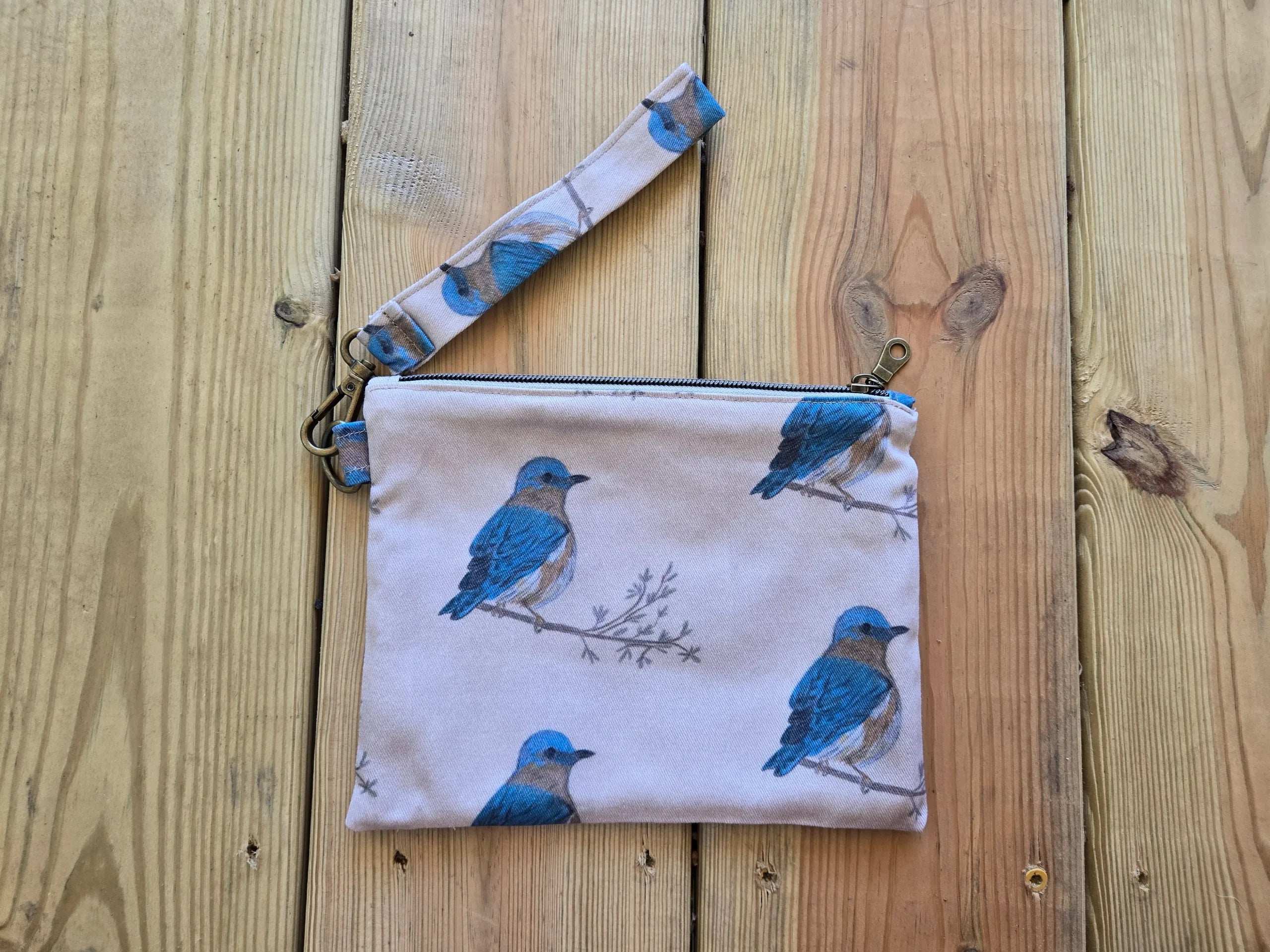 Bluebird Wristlet Zipper Pouch