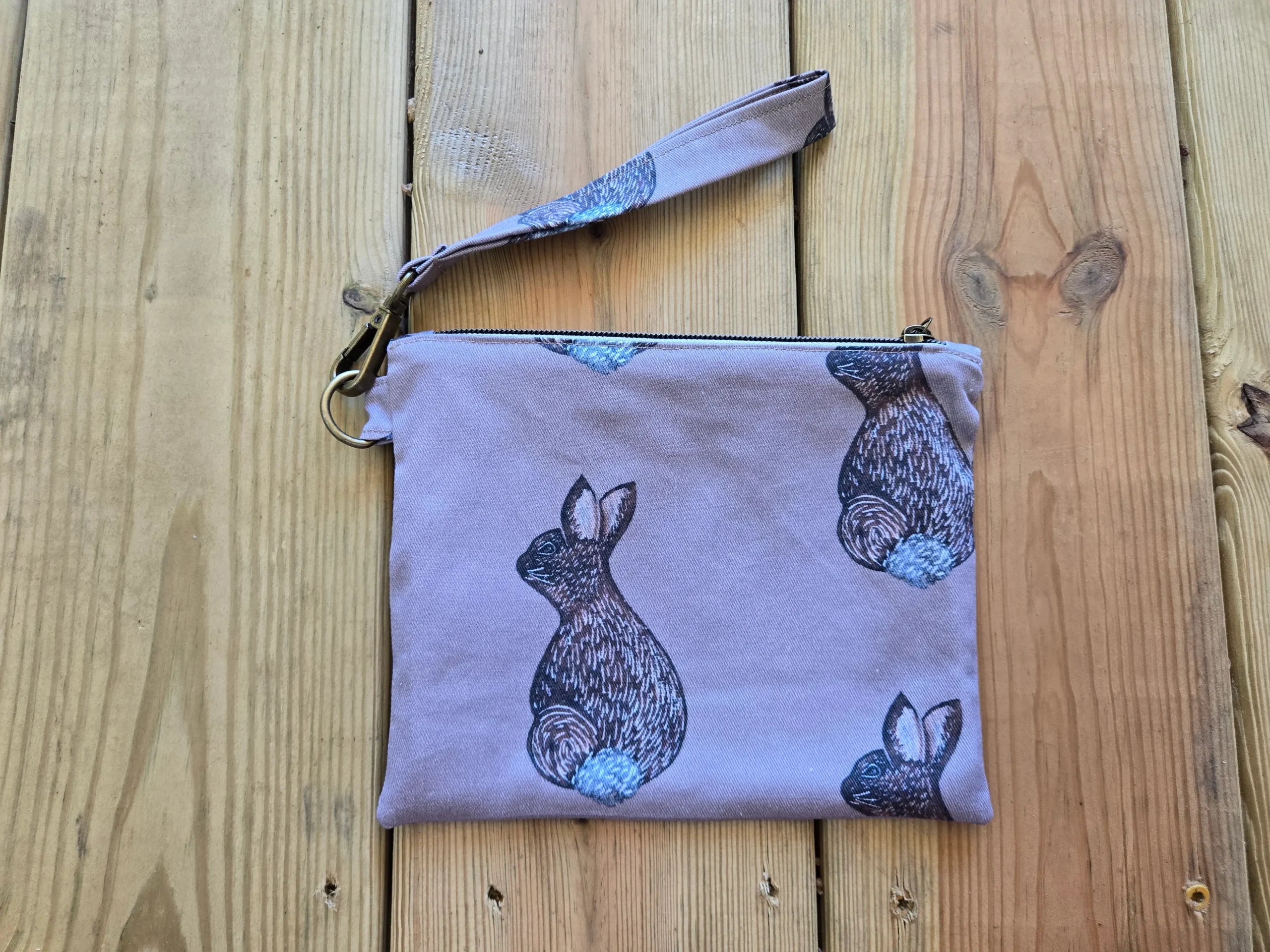Bunny Rabbit Wristlet Zipper Pouch
