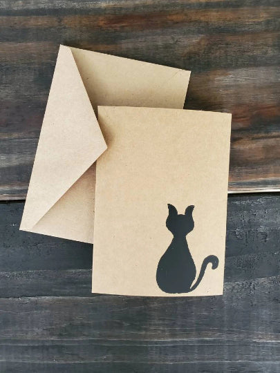Cat Linocut Notecard