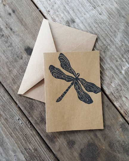 Dragonfly Linocut Notecard