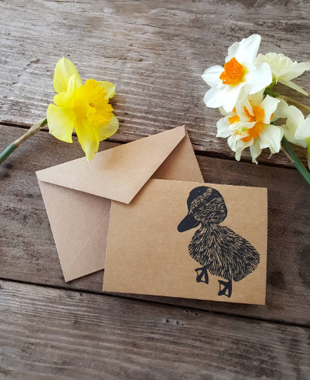 Duck Linocut Notecard