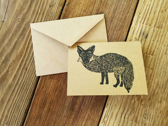 Fox Linocut Notecard