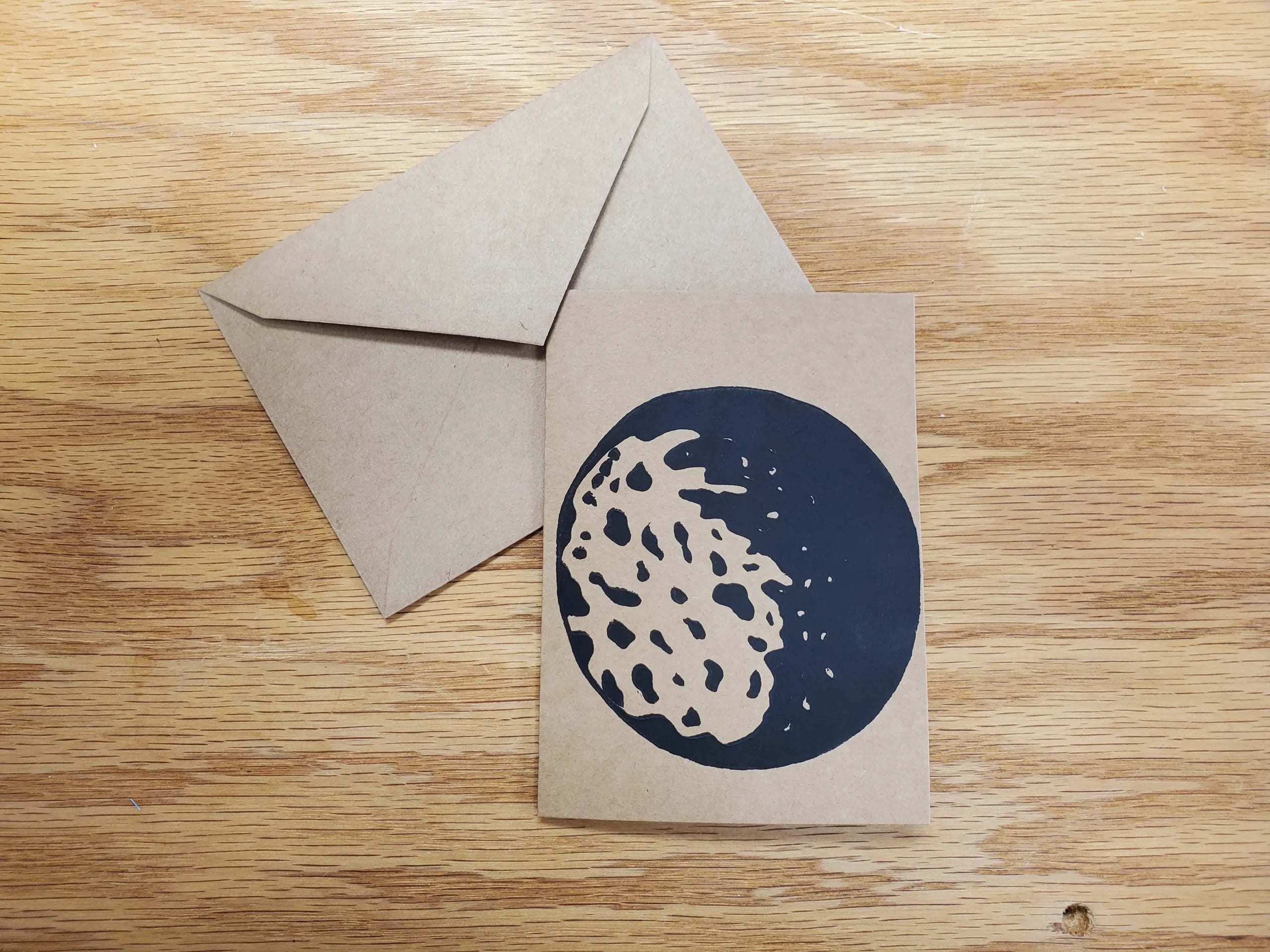 Full Moon Linocut Notecard