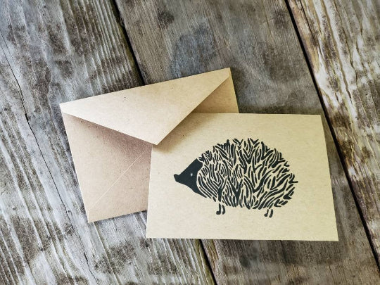 Hedgehog Linocut Notecard