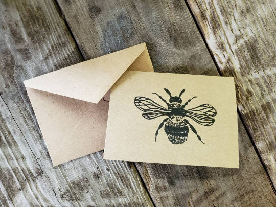 Honeybee Linocut Notecard