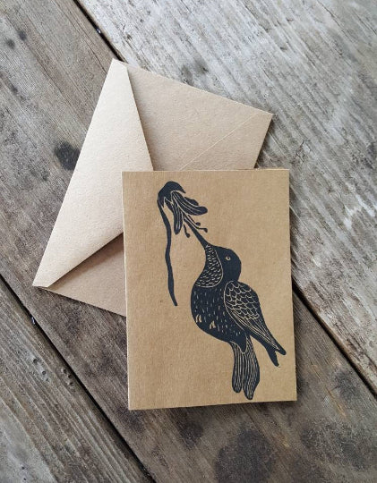 Hummingbird Linocut Notecard