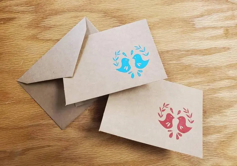 Lovebird Linocut Notecard