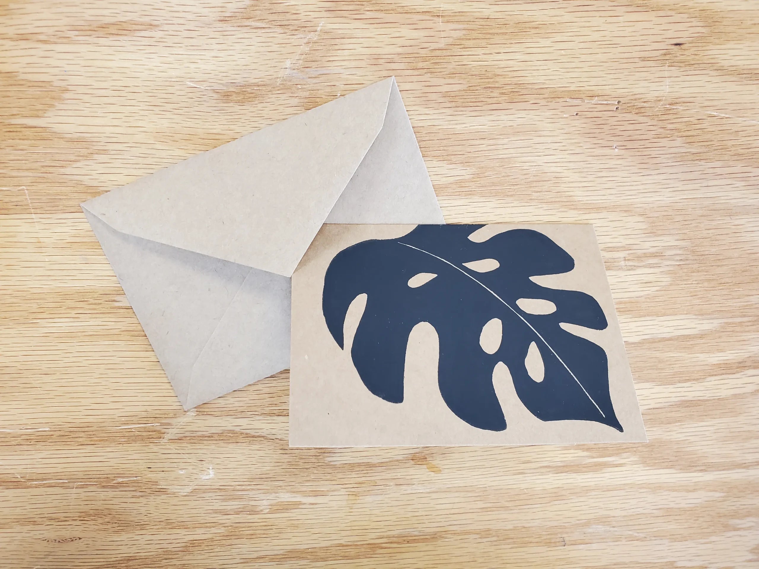 Monstera Linocut Notecard