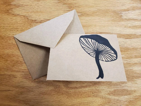 Mushroom Linocut Notecard