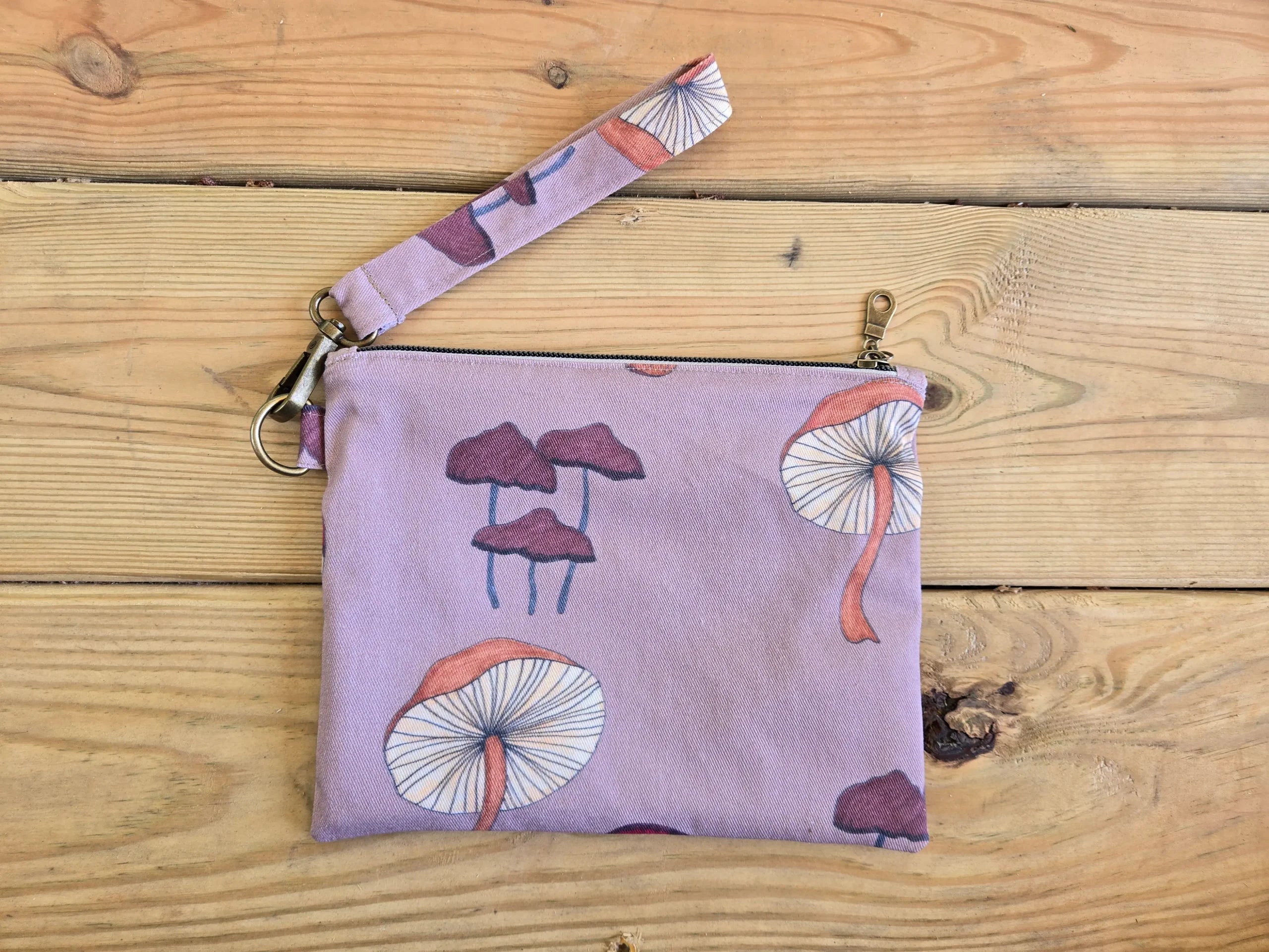 Mushroom Wristlet Zipper Pouch