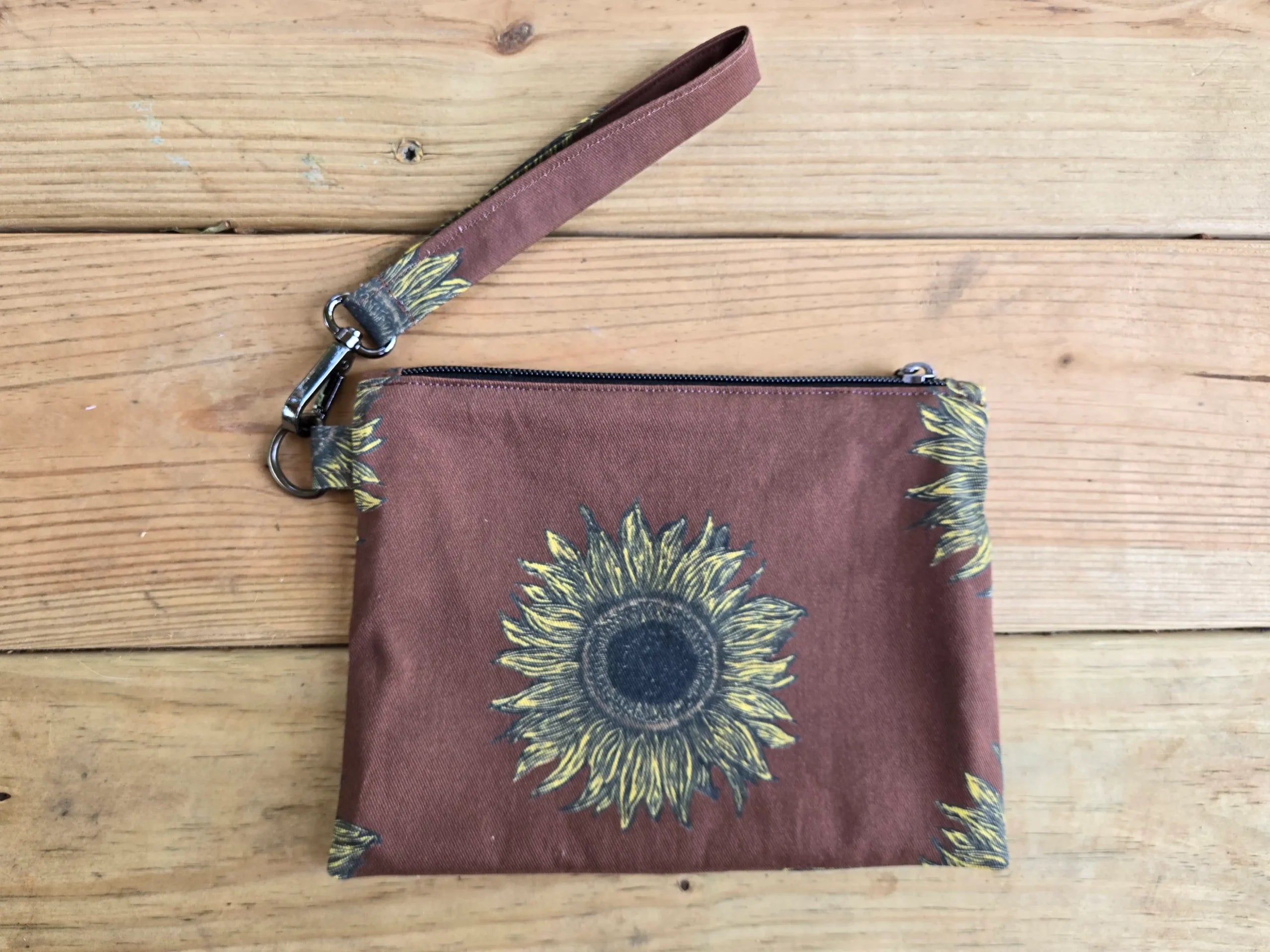 Sunflower Wristlet Zipper Pouch