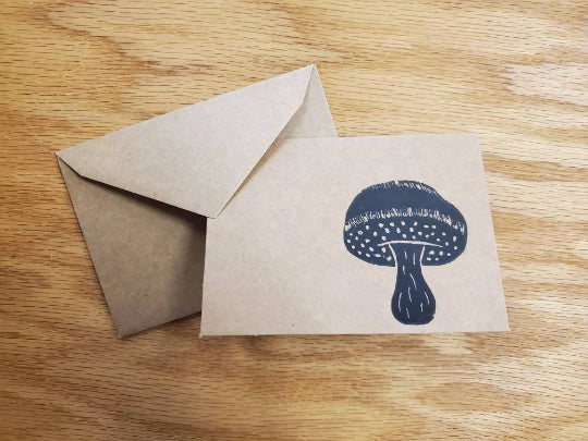 Toadstool Mushroom Linocut Notecard