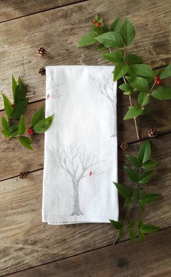 Winter Bird Tea Towel